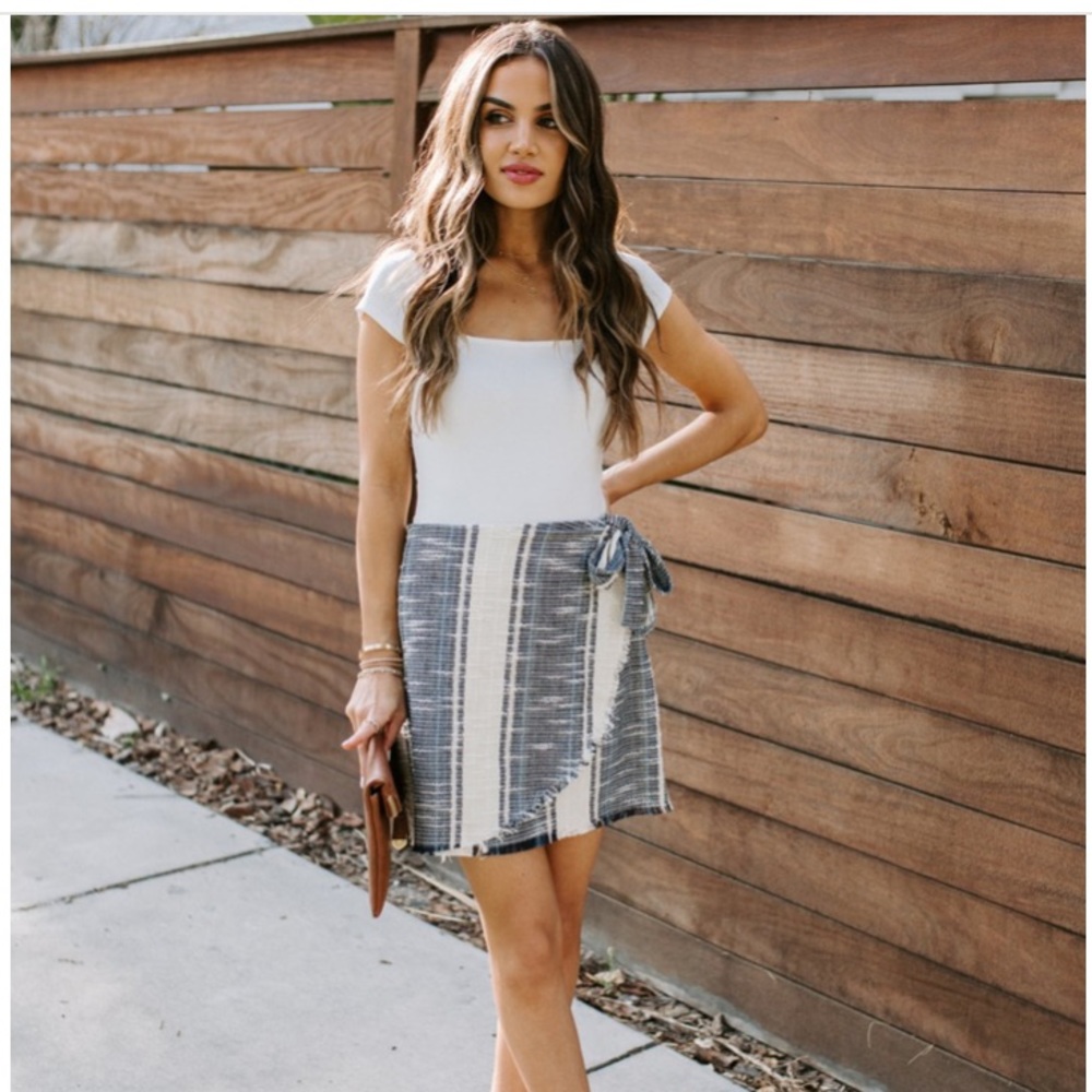 Striped frayed skirt